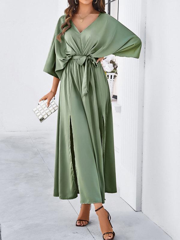 WW | Damen Elegantes V-Ausschnitt Lockere Kleid