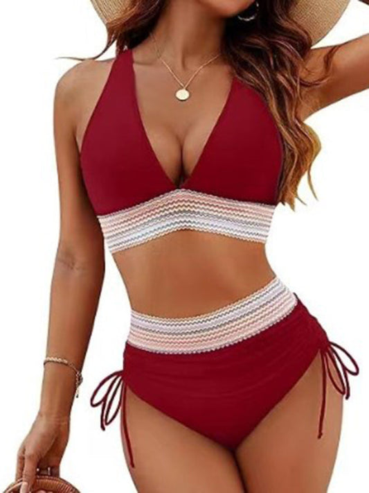 WW | High Waisted Two-Piece V-Neck Tie Bikini