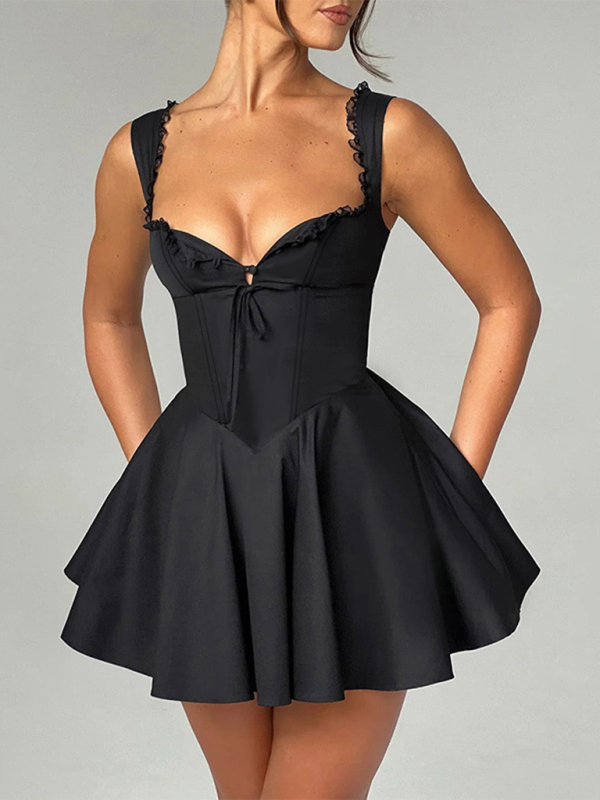 WW | Neues Rückeloses Sling-Spitzenkleid