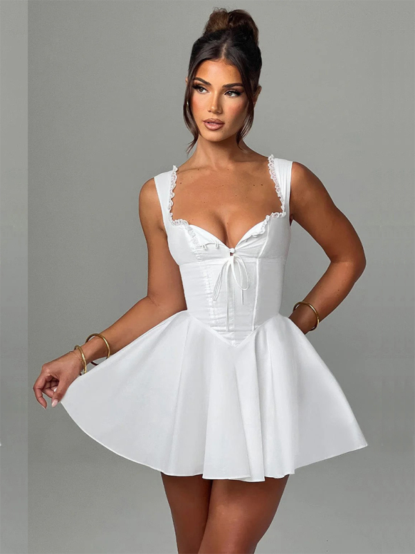 WW | Neues Rückeloses Sling-Spitzenkleid