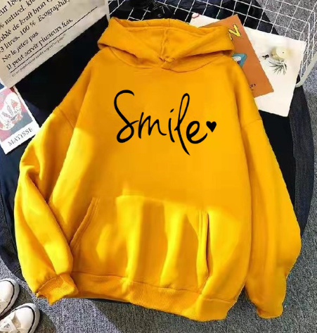 WW | gemütlicher Smile Print Hoodie mit Kordelzug für Frauen