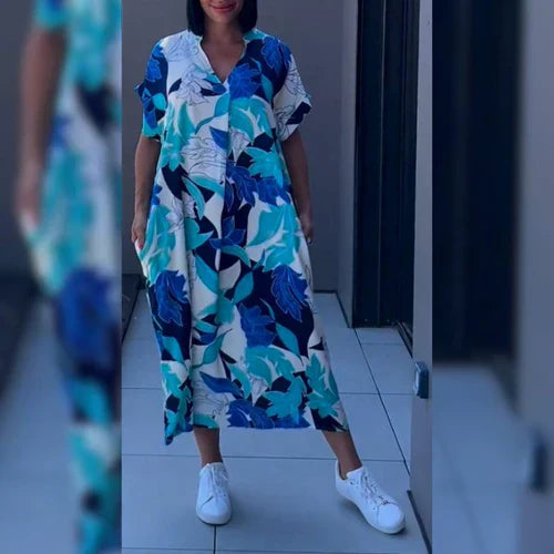 WW | Lebendiges Bedrucktes Kaftan Kleid mit Lässiger Passform für Frauen