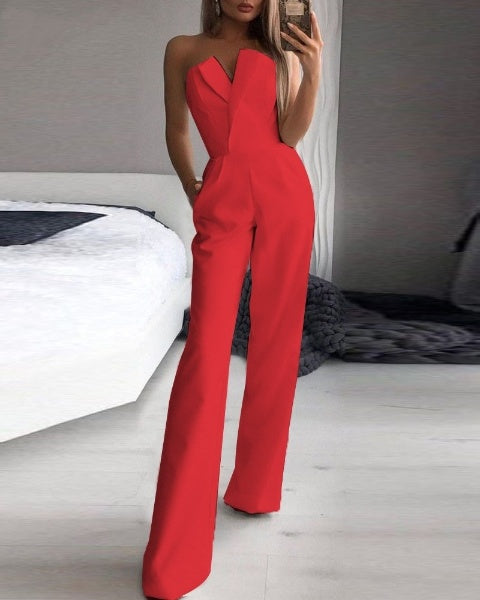 WOLF Red Sleeveless Jumpsuit