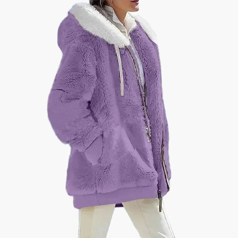 WW | Winter Hooded Jacket in Striped Design - Fashionable Leisure Jacket for Cold Days