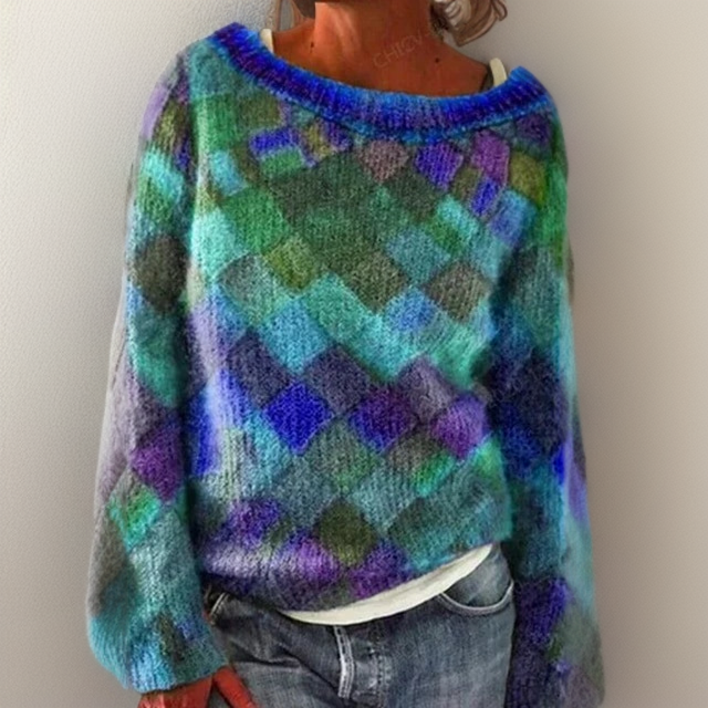 WW | Stylish, Loose-fitting Sweater with Diamond Pattern