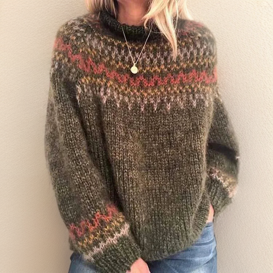 WW | Pullover Pedrini Retro Stil Hoher Kragen Weiche Gestrickte Textur