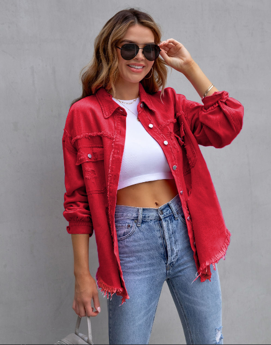 WW - Zerrissenes Oversized Jeansjacke