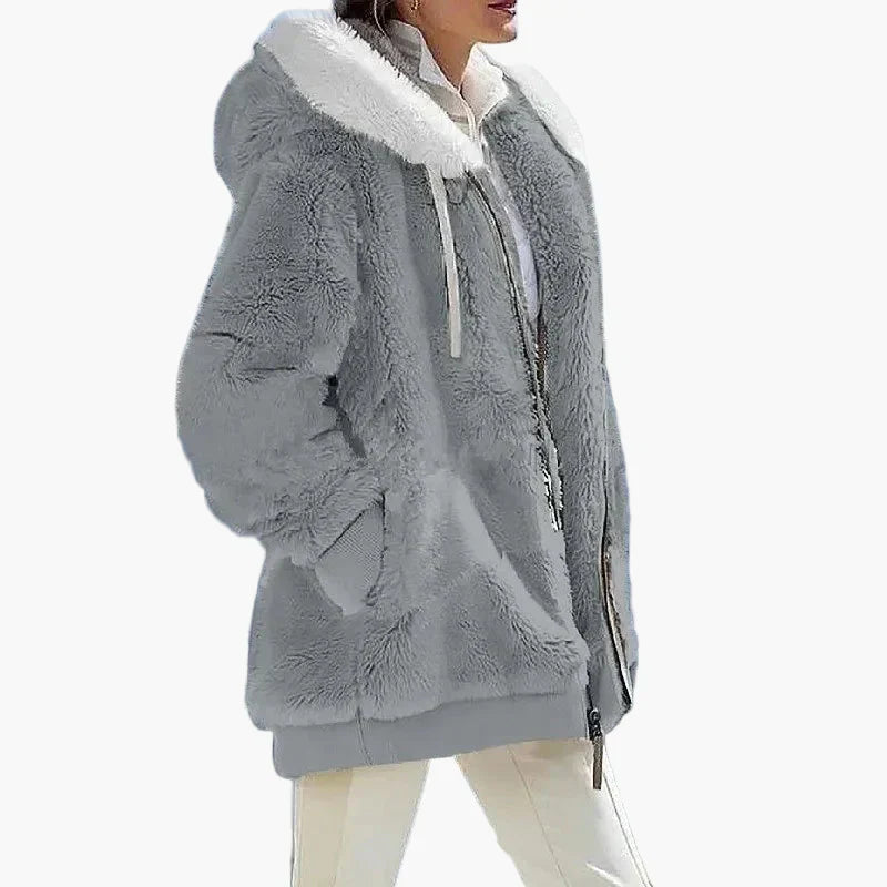 WW | Winter Hooded Jacket in Striped Design - Fashionable Leisure Jacket for Cold Days