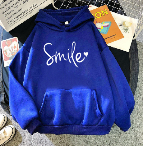 WW | gemütlicher Smile Print Hoodie mit Kordelzug für Frauen