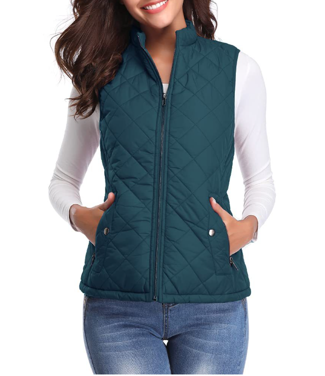 WW | Gestepptes Zip-Up-Weste mit Taschen für Damen