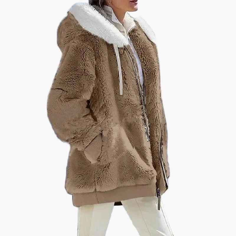 WW | Winter Hooded Jacket in Striped Design - Fashionable Leisure Jacket for Cold Days