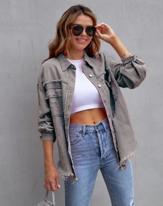 WW - Zerrissenes Oversized Jeansjacke