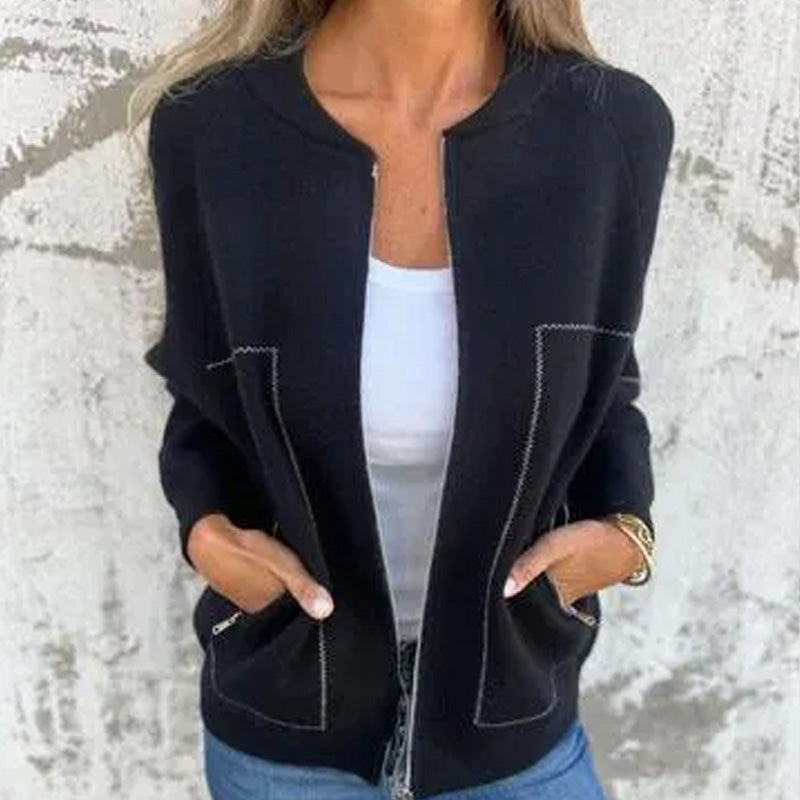 WW | Frauen Stilvolle Reißverschlussjacke Bequemer Stoff