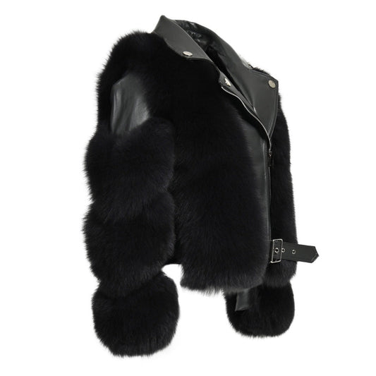 WW | Fell Bikerjacke - Luxuriöses Schichtungsstück - Gürteldesign - Winter Glam