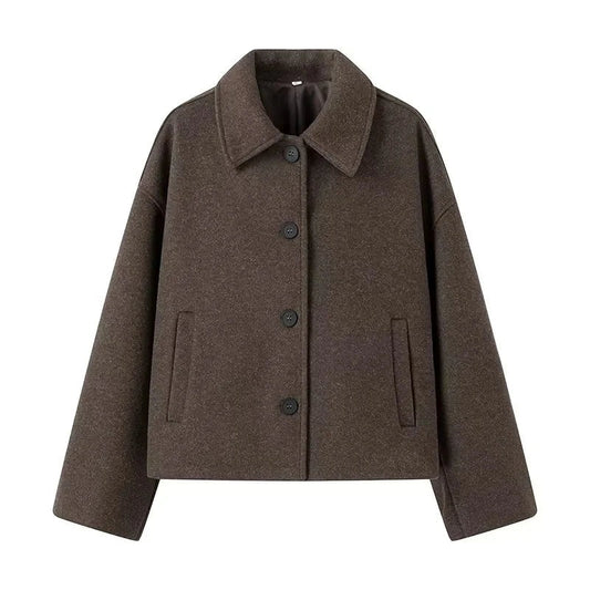 WW | Wool blend jacket, boxy fit, classic collar, button closure