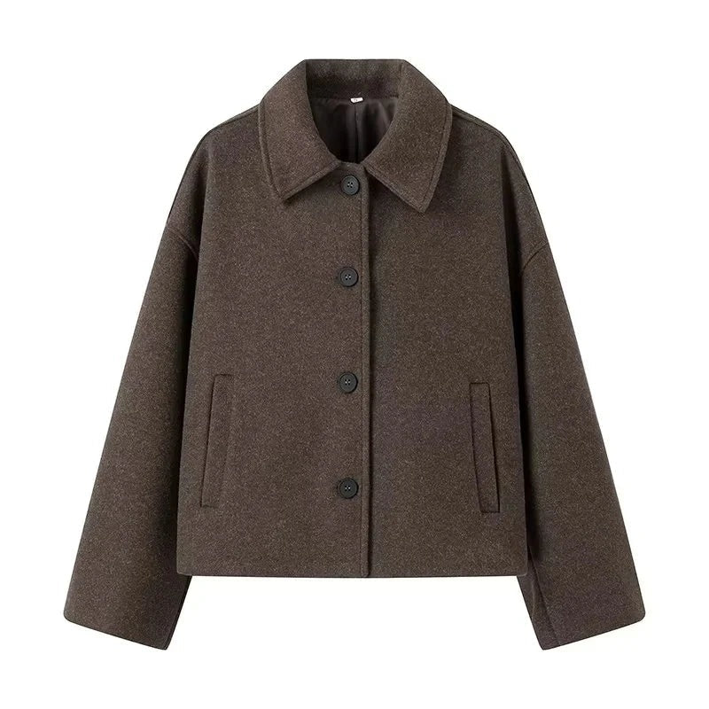 WW | Jacket - Boxy Fit - Button Closure - Wool Texture - Minimalist Design