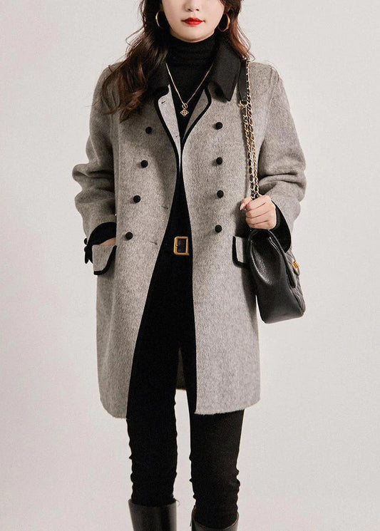 WW | Trench Coat Wool Tailored Fit Double-Breasted Patchwork Design