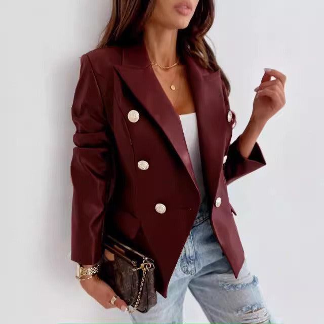 WW | Blazer Tailored fit Faux leather Double Lined Structured Lapels