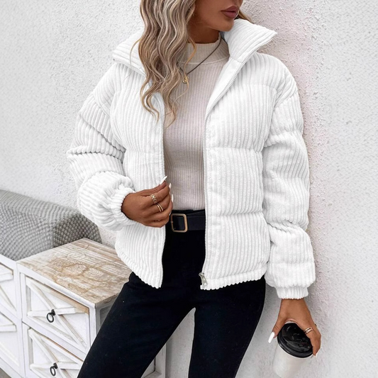 WW | Women's Corduroy Jacket – Relaxed Fit – Padded – High Collar – Front Zipper