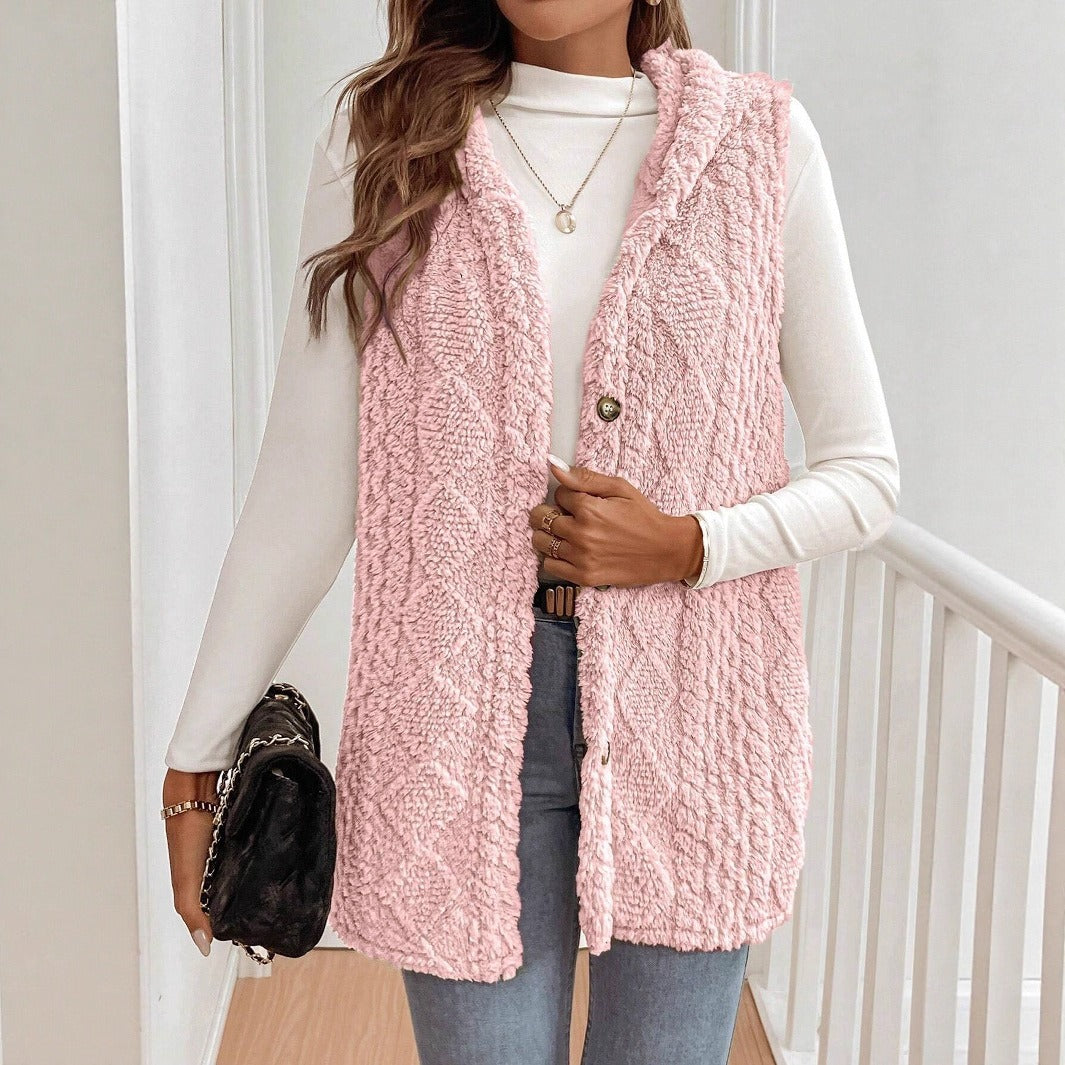 WW | Hood Double Soft Fabric Loose Fit Front Buttons