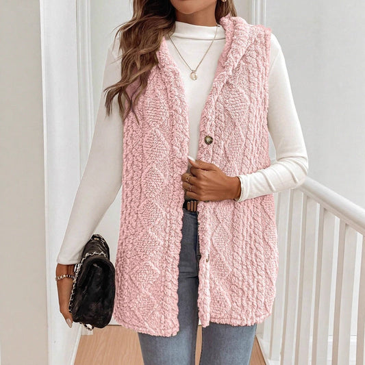 WW | Hood Double Soft Fabric Loose Fit Front Buttons