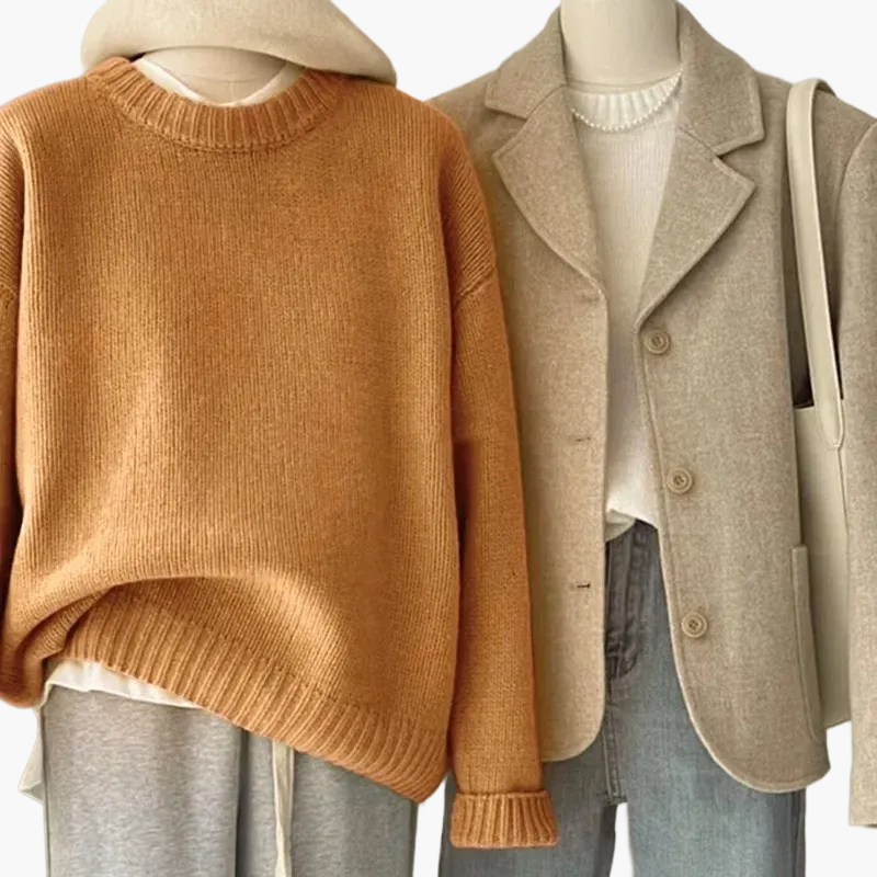 WW | Casual Retro Japanese Style Set - Knitted Sweater and Blazer for Everyday and Leisure