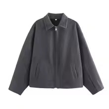 WW | Jacke aus Wollmischung, lockere Passform, Reißverschluss, Reverskragen, lässiger Stil