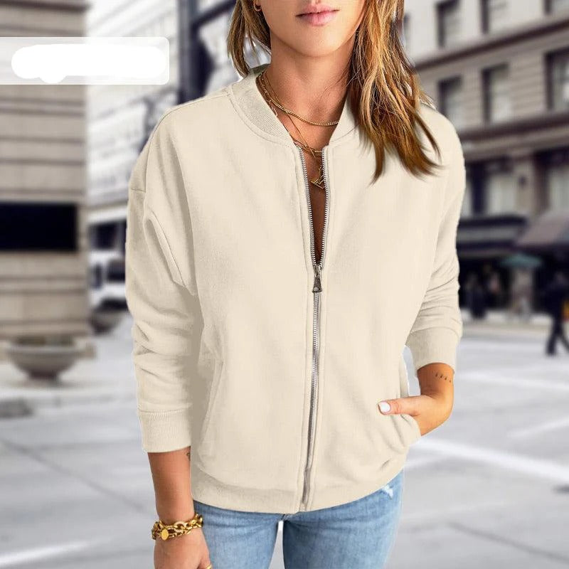 WW | Slightly Loose Fit Zipper Rib Cuffs Casual Look