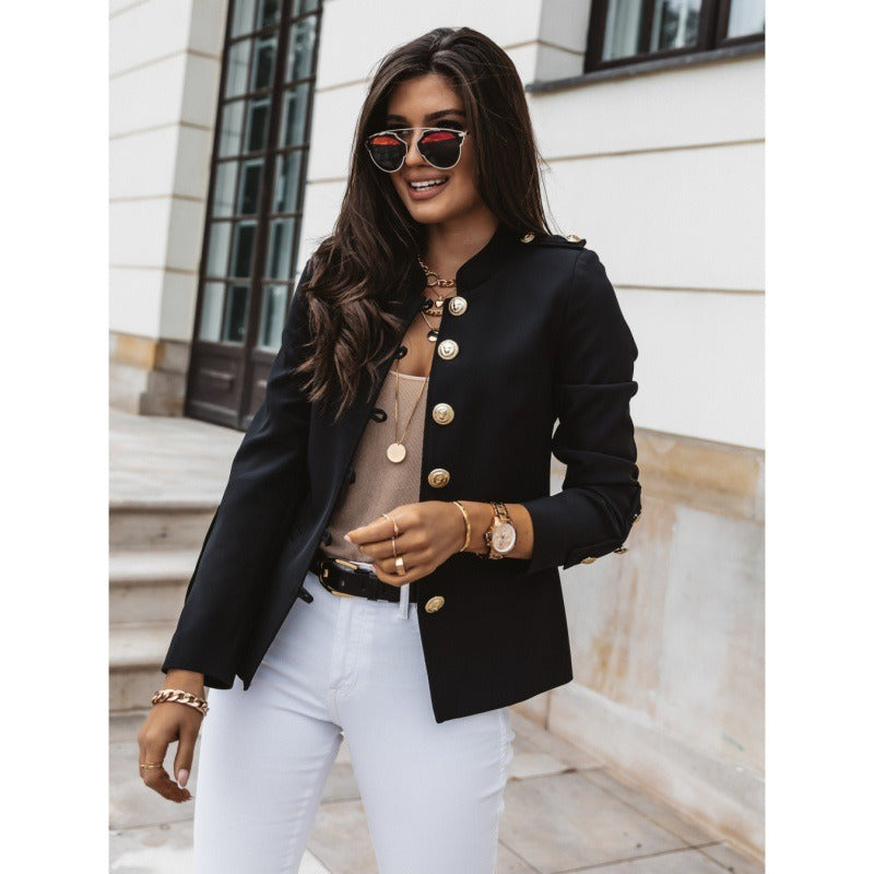 WW | Blazer Slim Passform Doppelreiher Gepolsterte Schultern Baumwollmischung