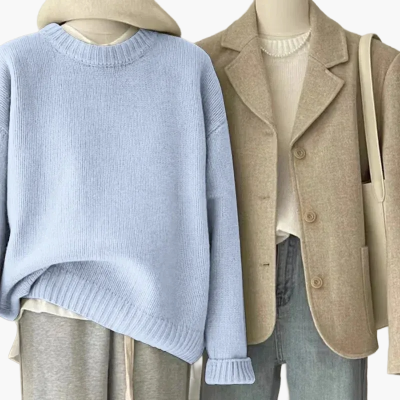 WW | Casual Retro Japanese Style Set - Knitted Sweater and Blazer for Everyday and Leisure