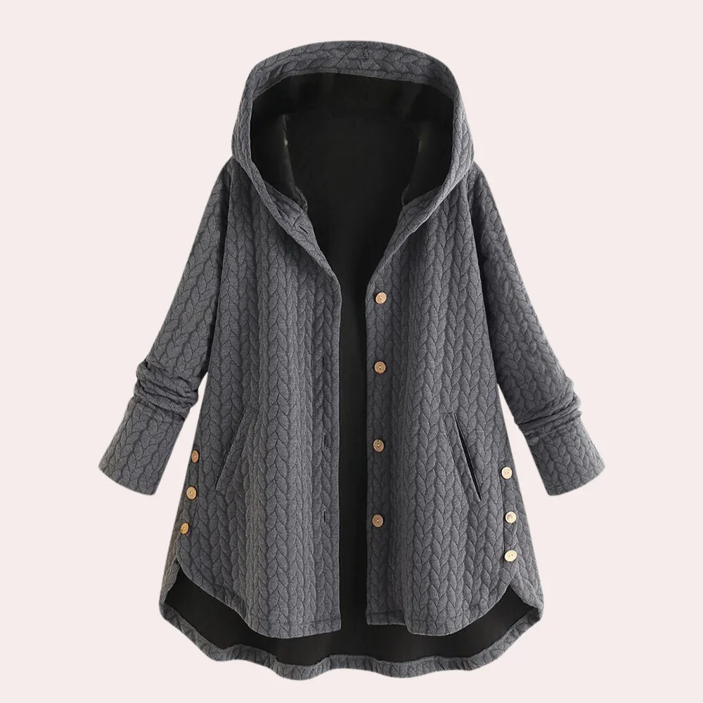 WW | Women's Hooded Jacket – Quilted Material – Casual Fit – Button Closure Casual Outerwear