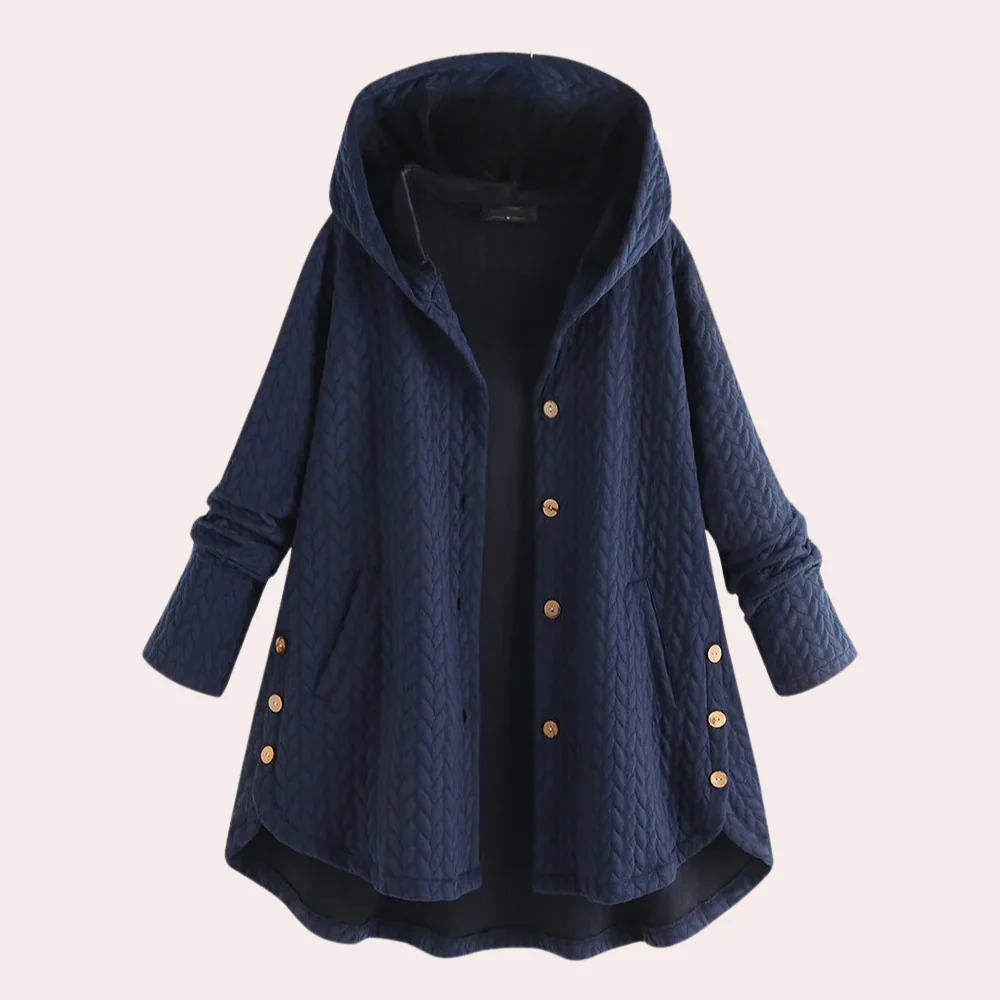 WW | Women's Hooded Jacket – Quilted Material – Casual Fit – Button Closure Casual Outerwear