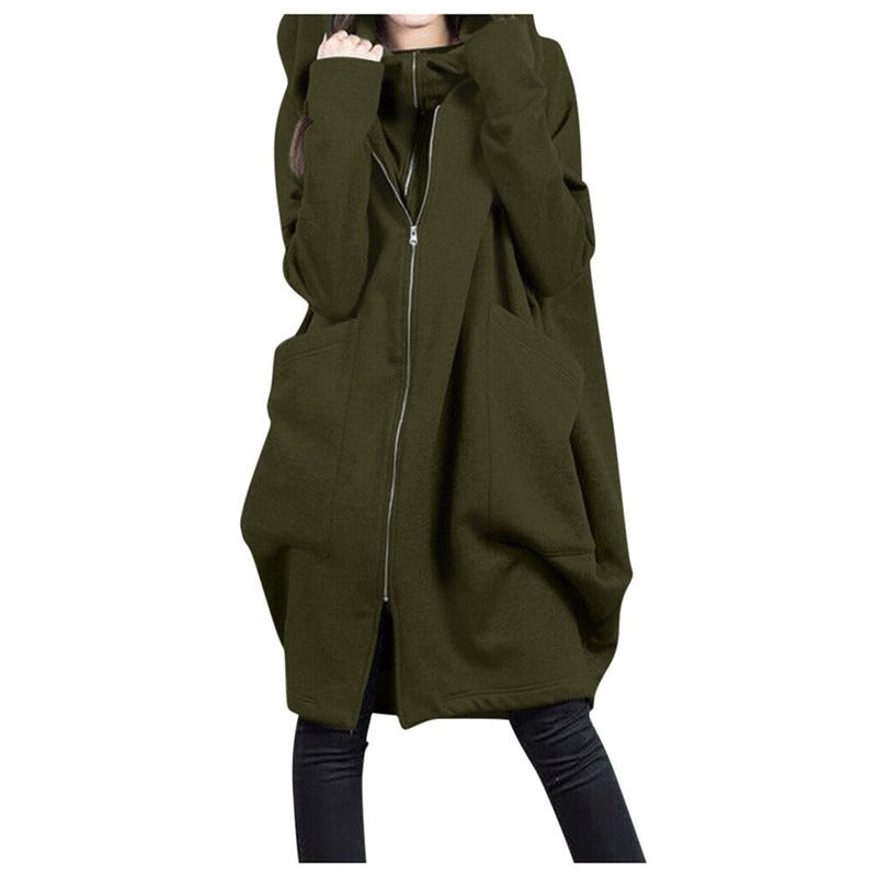 WW | Coat - Mid-length - Oversized fit - Hood - Zipper - Large pockets