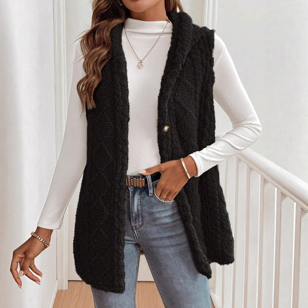 WW | Hood Double Soft Fabric Loose Fit Front Buttons