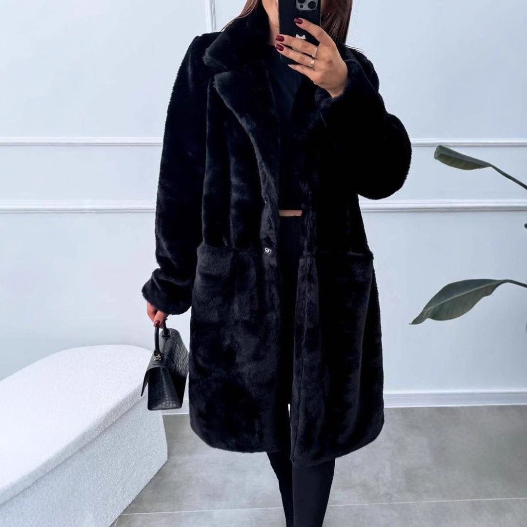 WW | Long Jacket Plus Size Fit Soft Fabric Wide Lapels Front Pockets