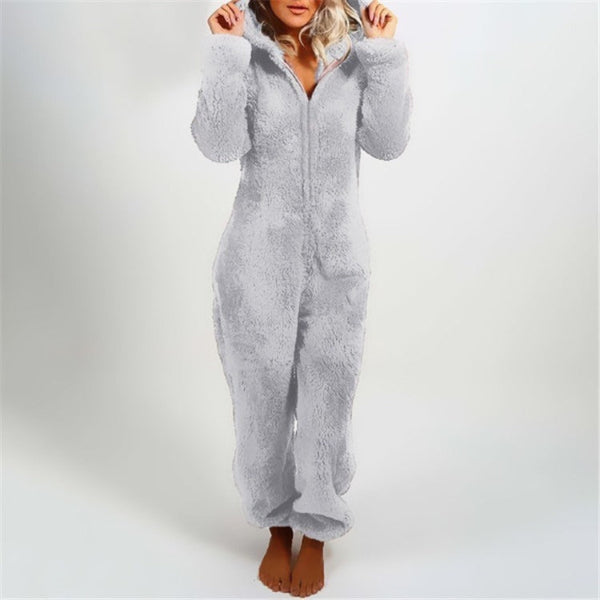 WW | Damen Teddy Fleece Overall mit Kapuze
