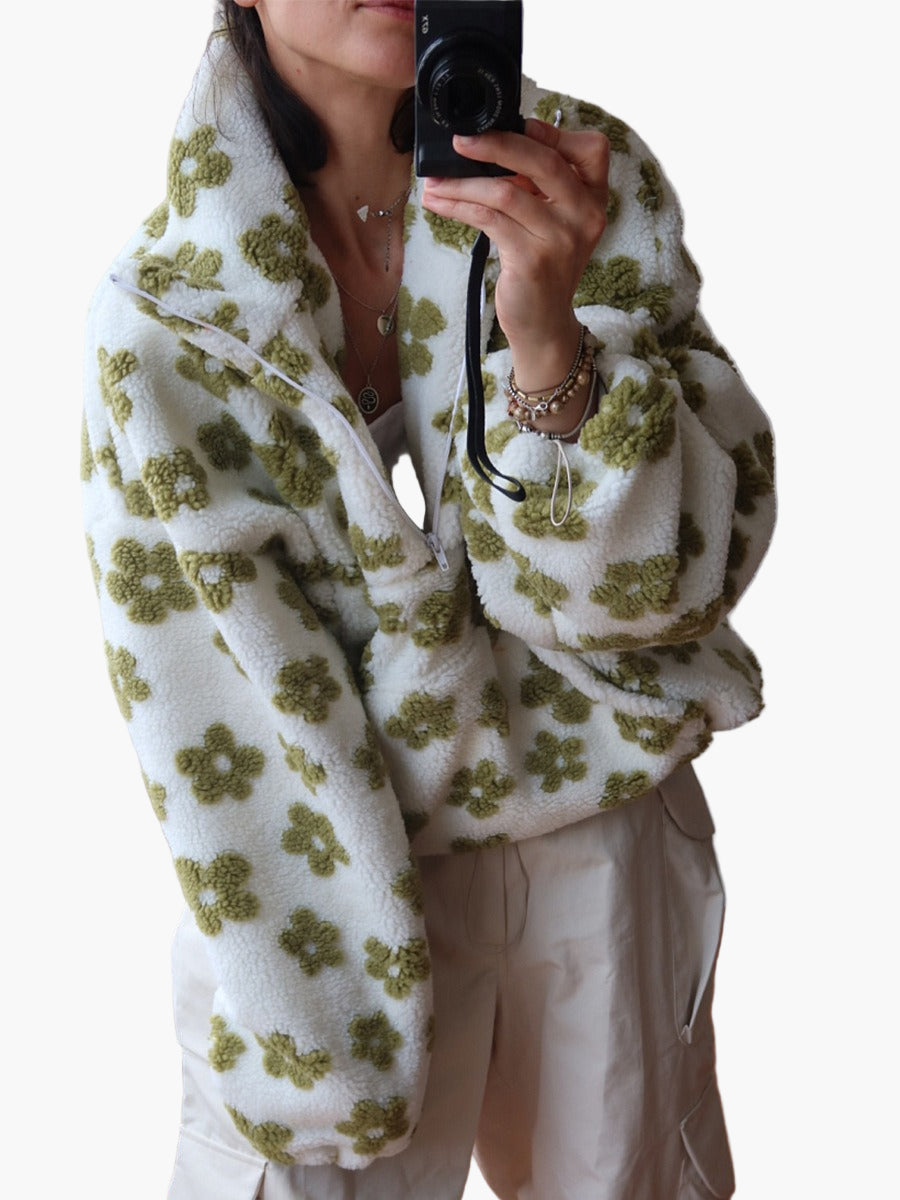 WW | Cuddly Sweater with Floral Pattern - Boho Style for Autumn and Leisure