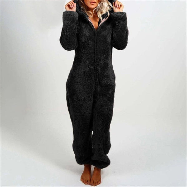 WW | Damen Teddy Fleece Overall mit Kapuze