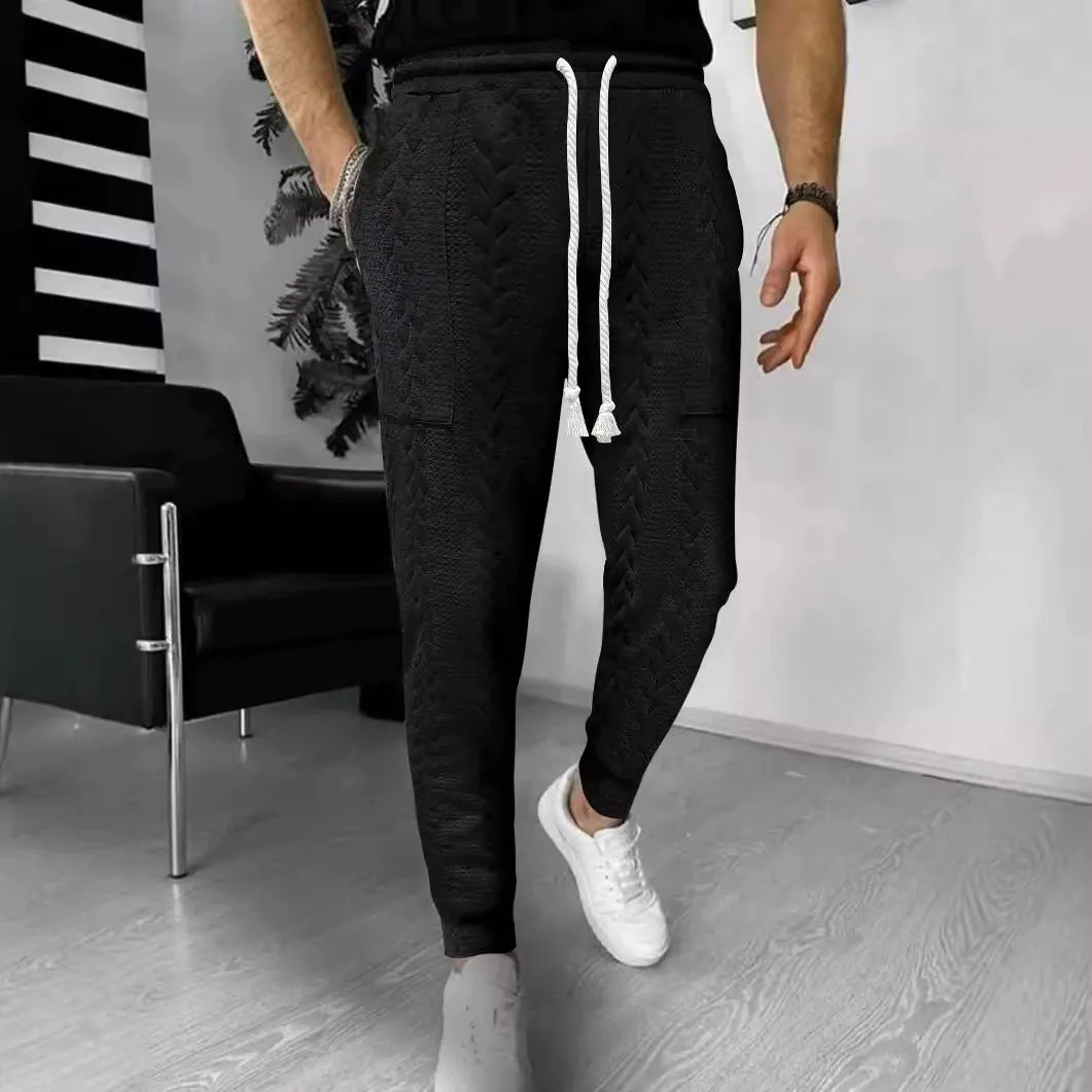 WW | Hose Jogger Jacquard Struktur Gerade Passform Kordelzug Umschlagbeine