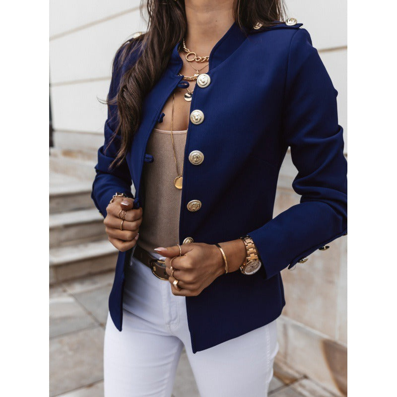 WW | Blazer Slim Passform Doppelreiher Gepolsterte Schultern Baumwollmischung