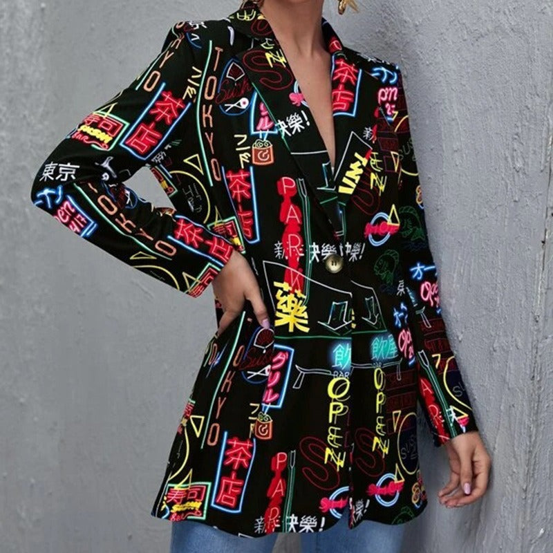 WW | Blazer Tailored Fit Single-Breasted Abstract Pattern Classic Lapel