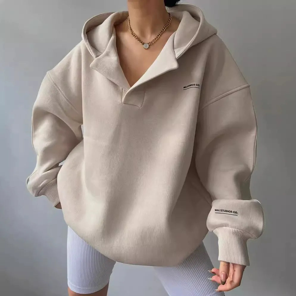 WW | Hoodie Plus Size Fit Fleece V-Neck Rib Cuffs