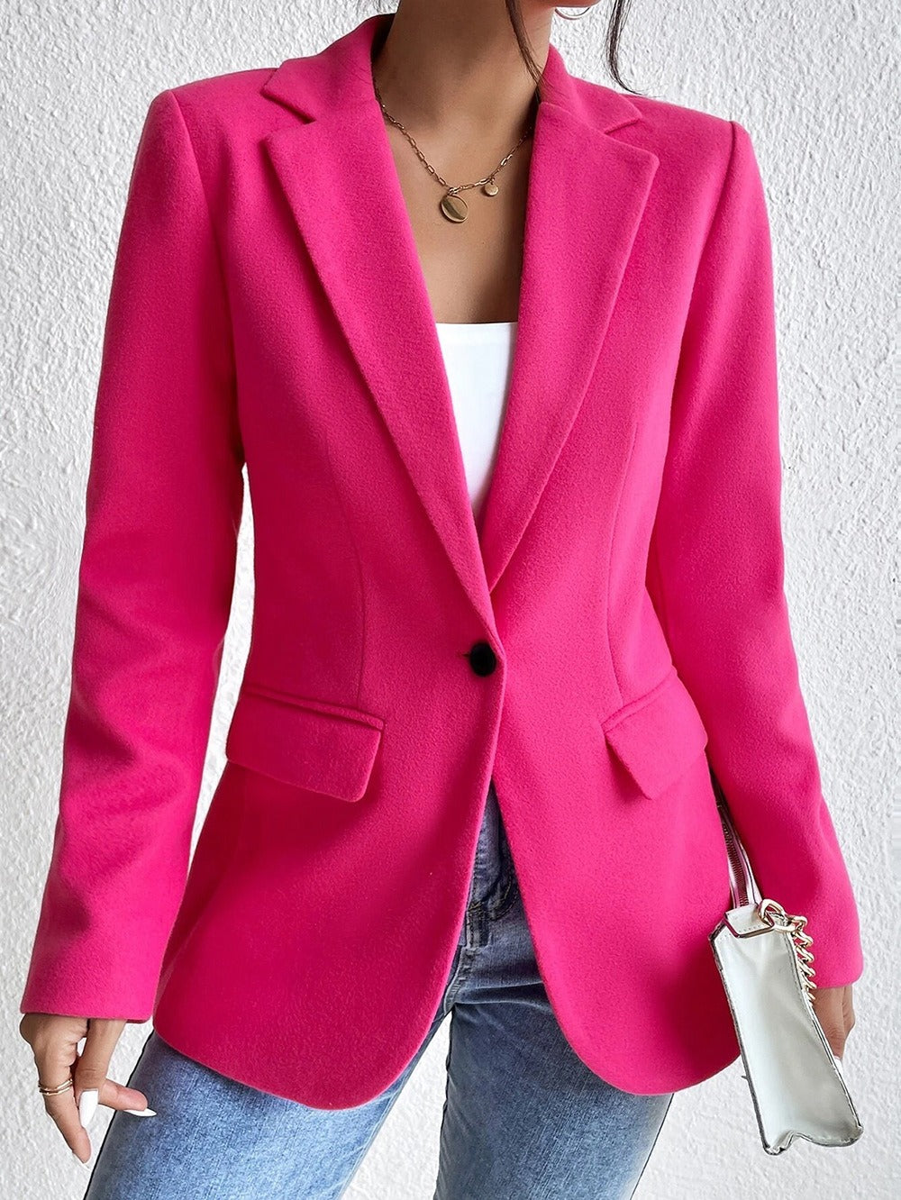 WW | Blazer Wollmischung Slim Passform Reverskragen Einreihig mit Taschen