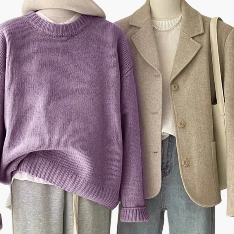 WW | Casual Retro Japanese Style Set - Knitted Sweater and Blazer for Everyday and Leisure