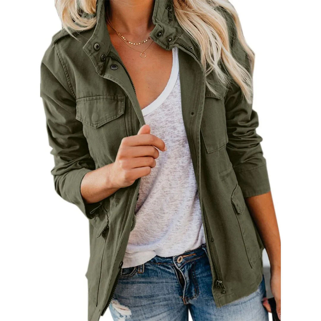 WW | Jacket - Structured fit - Zipper - Flap pockets - Cotton texture