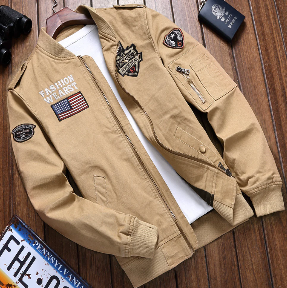 WW | Military Jacket Structured Fit Embroidered Details Zipper Closure