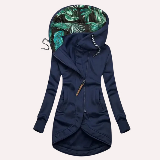 WW | Jacke - Slim Fit - Weiches Fleece - Bedruckte Kapuze - Asymmetrischer Reißverschluss