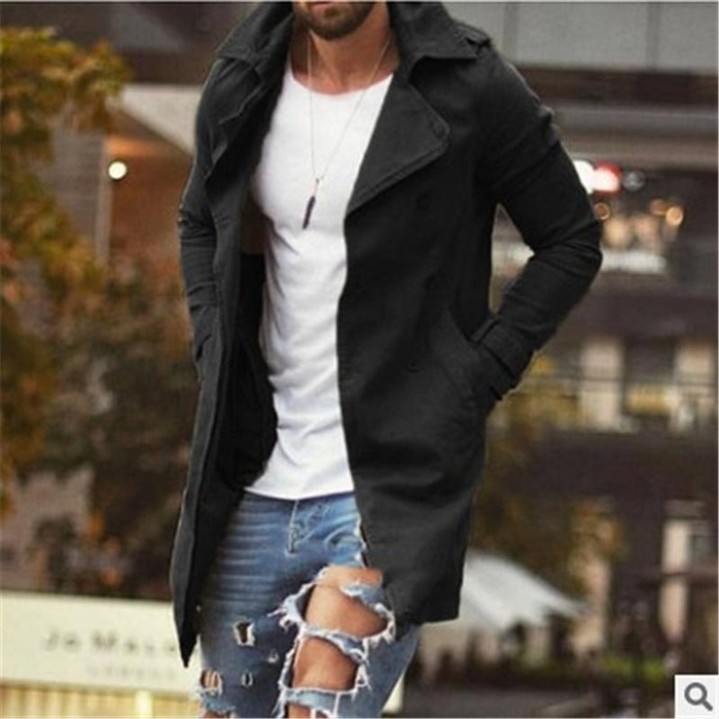 WW | Mantel Mittellang Slim Fit Baumwollmischung Doppelt Knopf Mit Revers