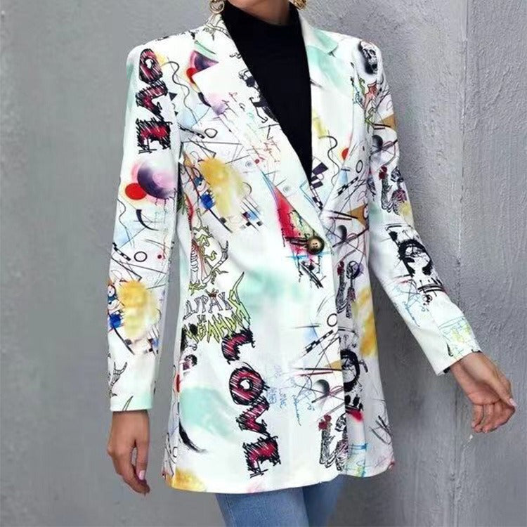 WW | Blazer Tailored Fit Single-Breasted Abstract Pattern Classic Lapel