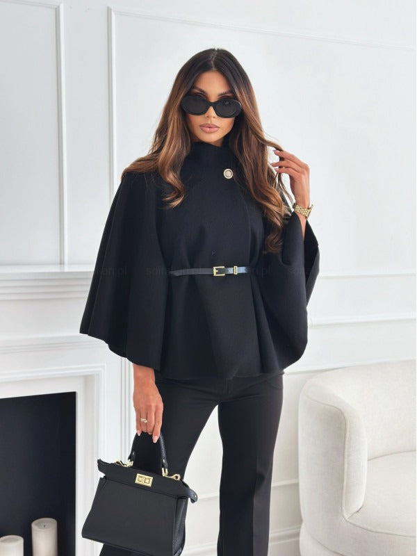 WW | Wool blend Tailored fit Belt High collar Elegant design